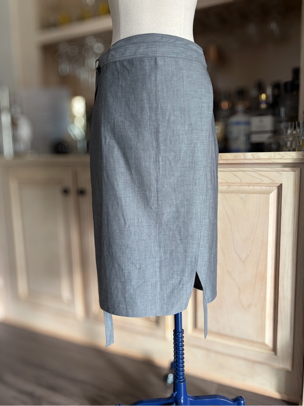 Balenciaga Grey Wrap Pencil Skirt